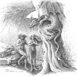 Adam & Eve & Dragon - Mark Tucci Original Pen & Ink Sketch