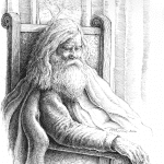 Old Man in Chair - Mark Tucci Original Pen & Ink Sketch